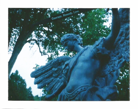 The archangel Michael keeps watch over the grave of Michael Starks. 